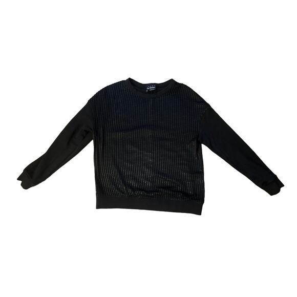 Women M Sport The Kooples Black Sweatshirt Mesh Front Pulover Cotton - Picture 1 of 4